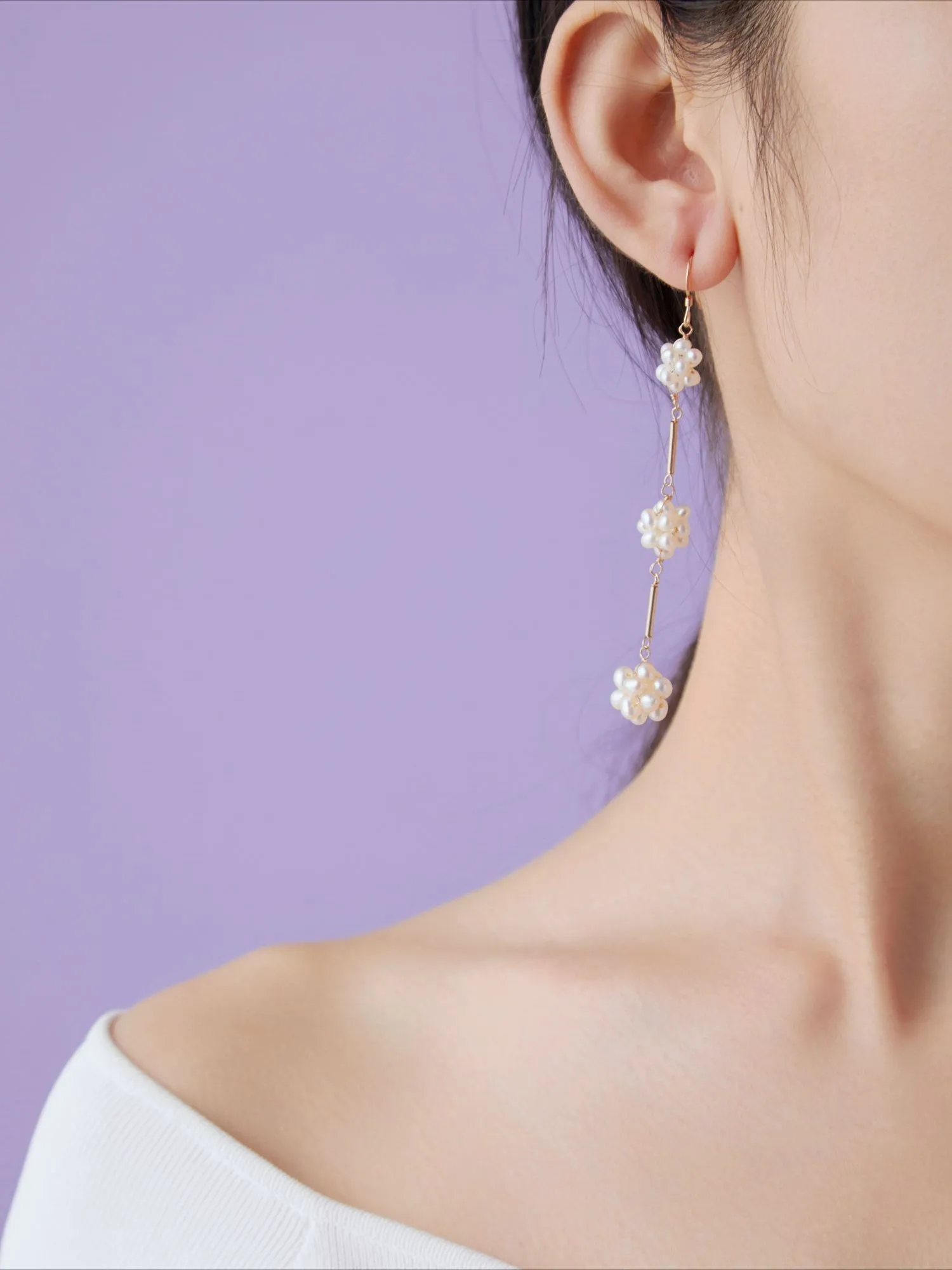 Starry Series Triple Cluster Floral Earrings