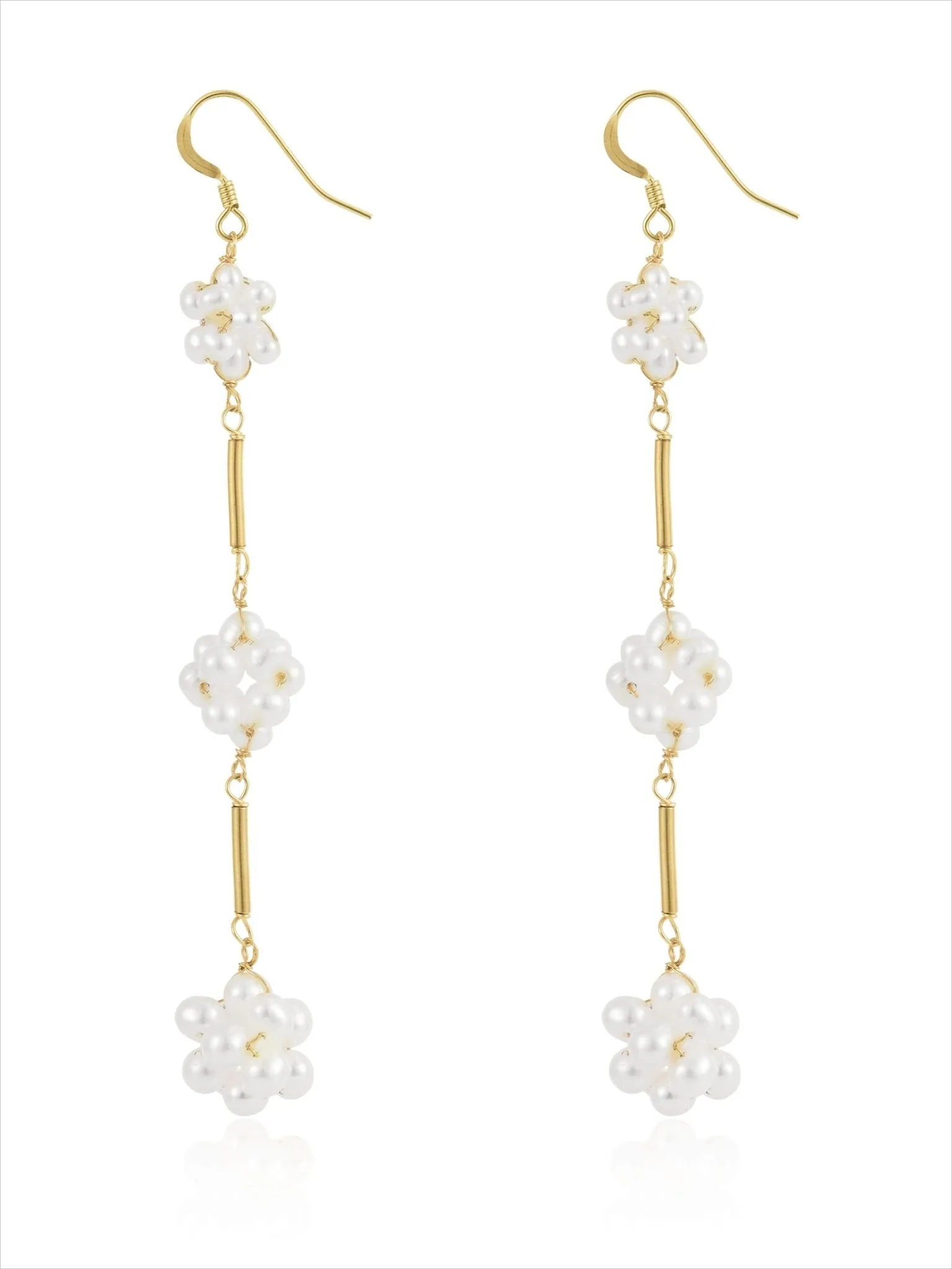 Starry Series Triple Cluster Floral Earrings