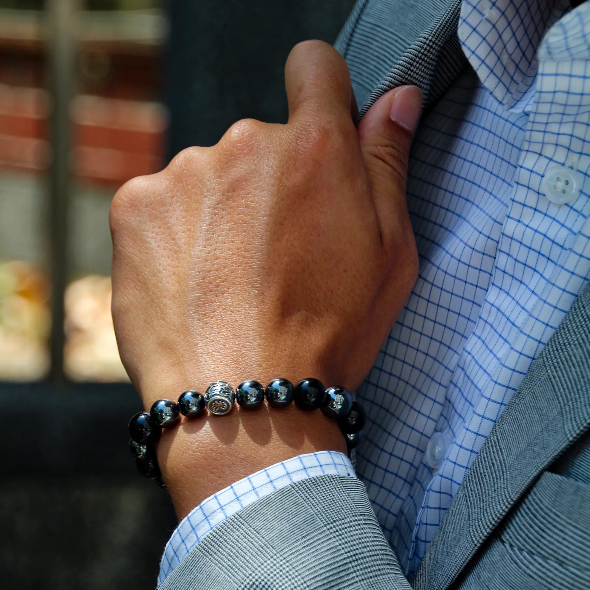 Steel of Hearts | Silver Dragrose Gold Obsidian Hematite Beaded Bracelet