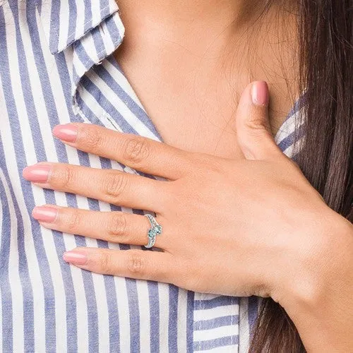 Sterling Silver 2-Stone Genuine Heart Gemstone Filigree Rings