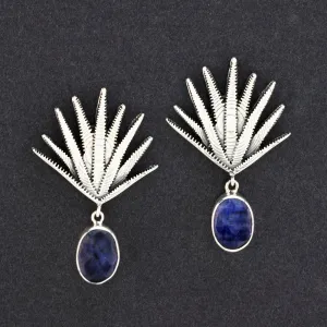 Sterling Silver and Lapis Agave Earrings