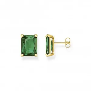 Sterling Silver Gold Plated Green Stone Earrings H2167-472-6