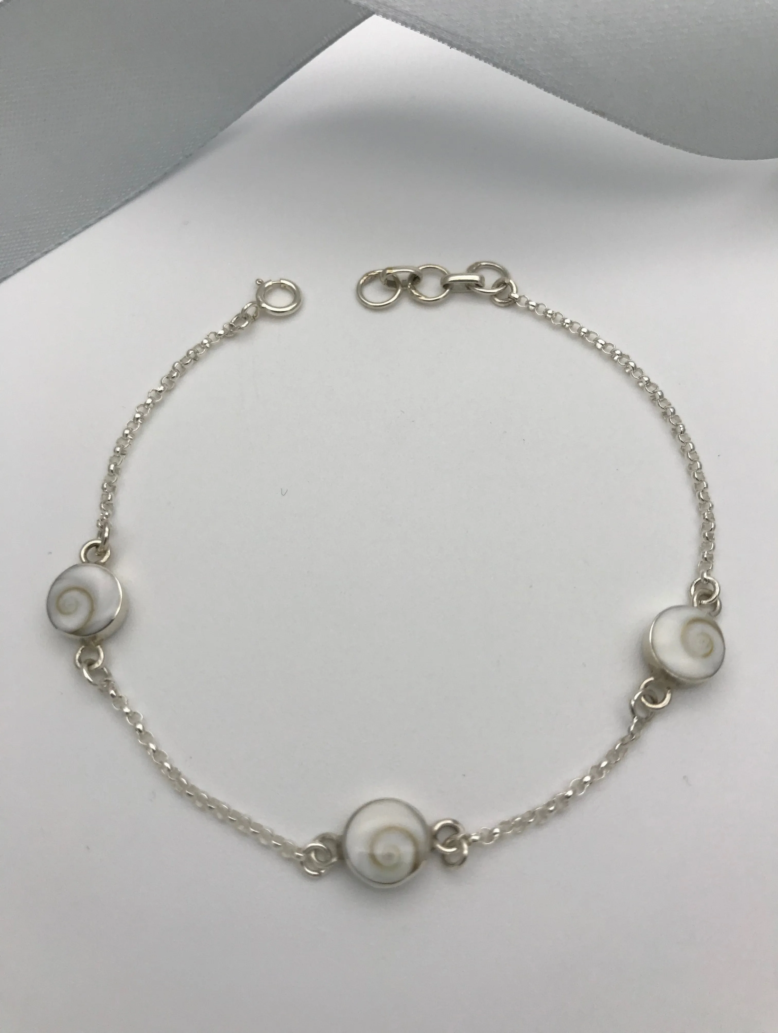 Sterling Silver Station Bracelet With Round Stones