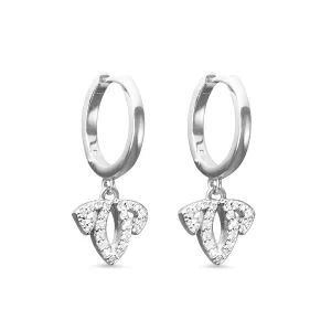 Tiara Pavé Charm Hoop Earring - Sterling Silver   CZ Blanc