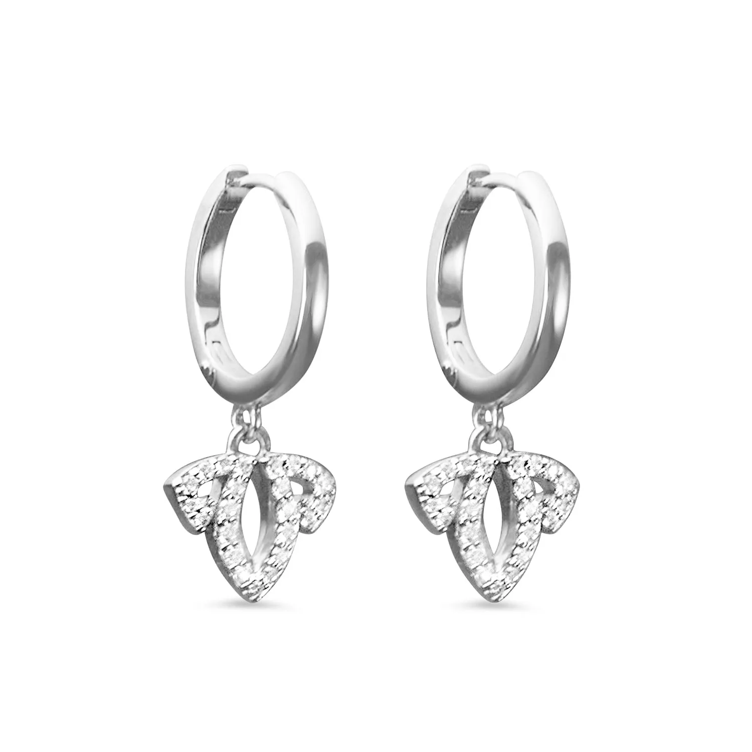 Tiara Pavé Charm Hoop Earring - Sterling Silver   CZ Blanc