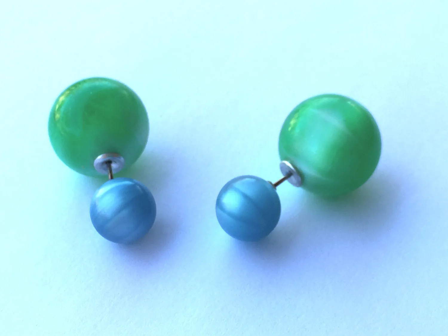 Turquoise & Green Moonglow 2 Sided Stud Earrings