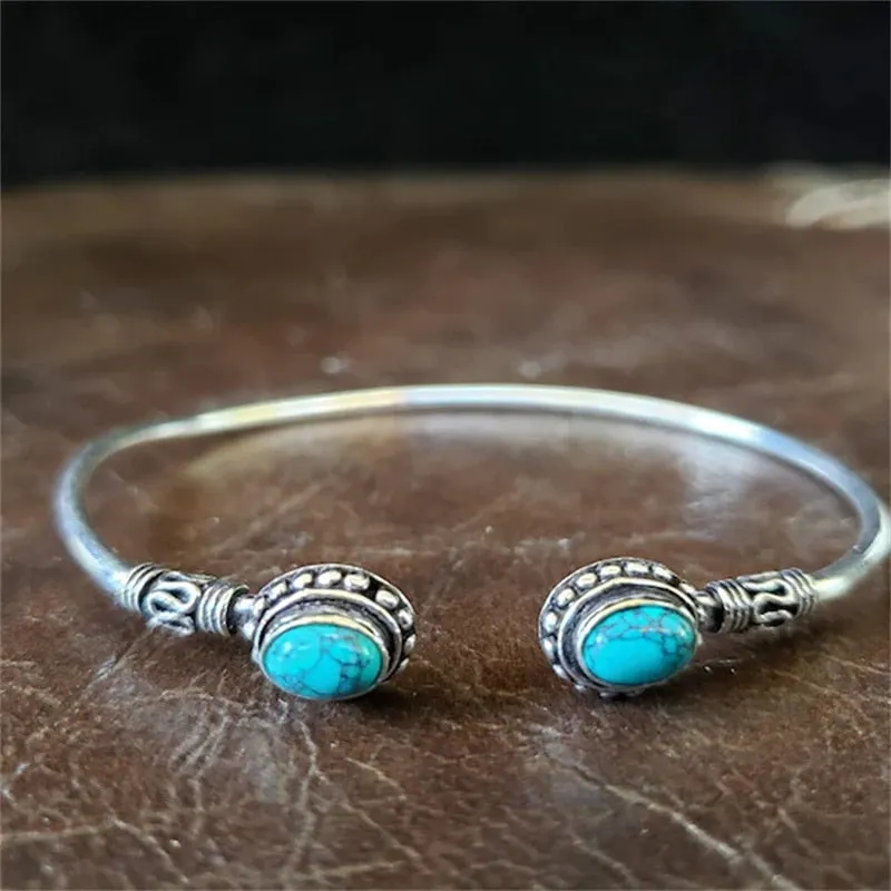 Turquoise Cuff Bracelets In Five Different Styles Silver Tone Choose Leaves Coral Cross One Two Or Three Stones Natural Stone Bohemian Southwestern Indian Jewelry