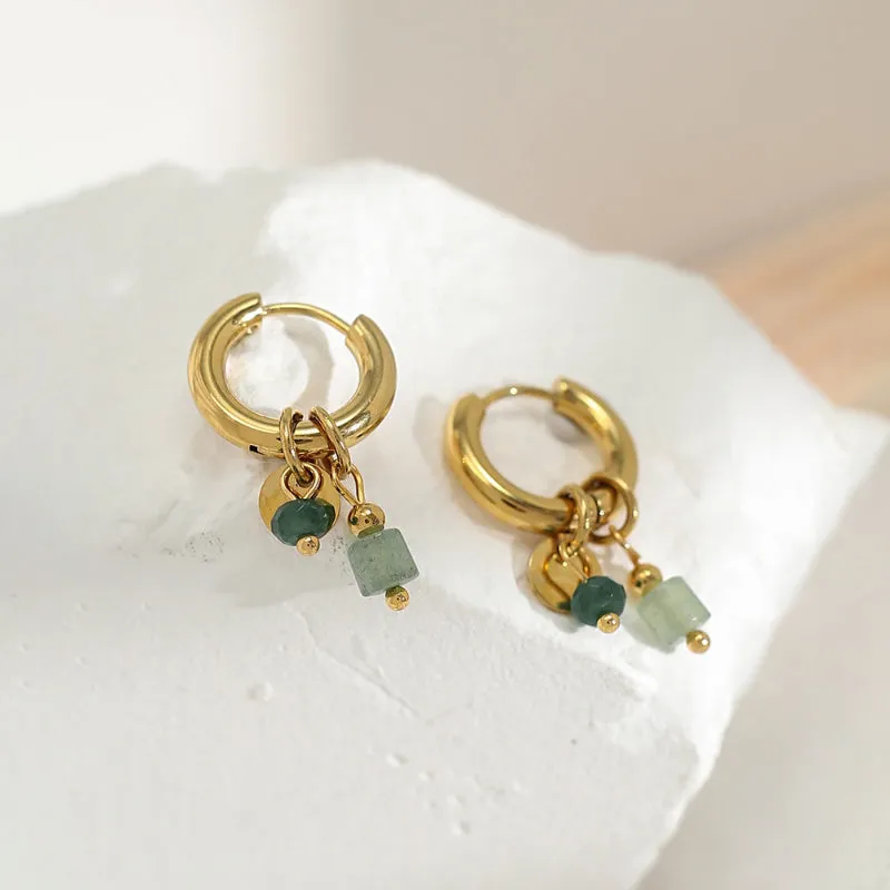 Vibrant Green Emerald-Inspired Hoop Earrings