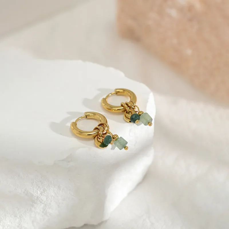 Vibrant Green Emerald-Inspired Hoop Earrings