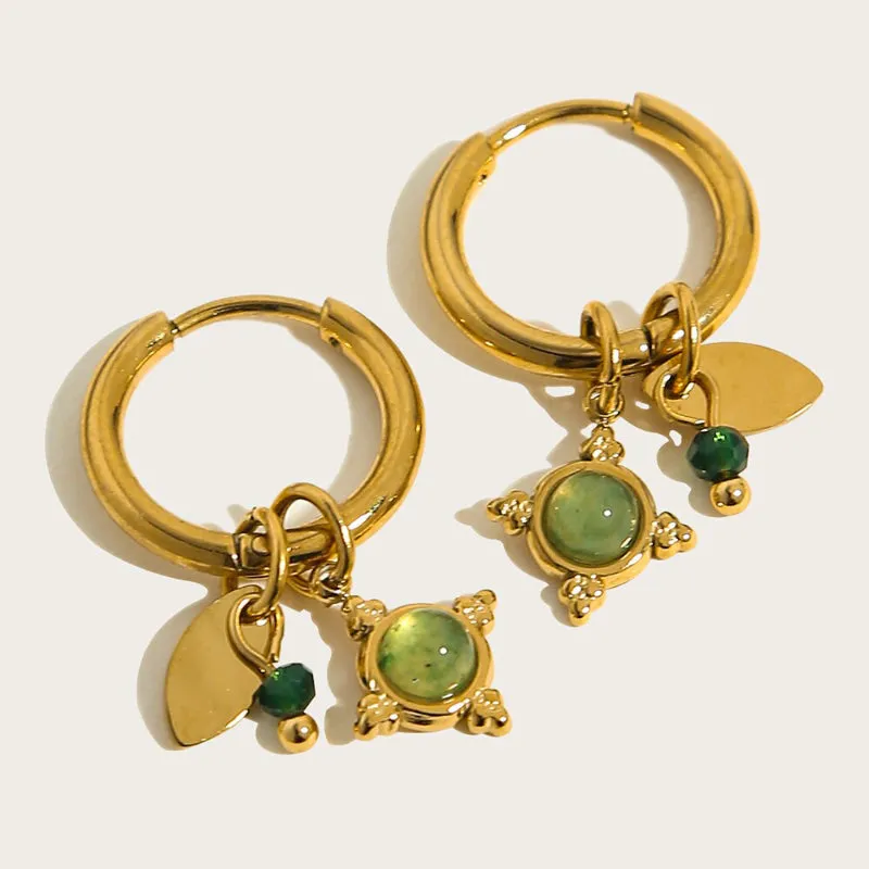 Vibrant Green Emerald-Inspired Hoop Earrings