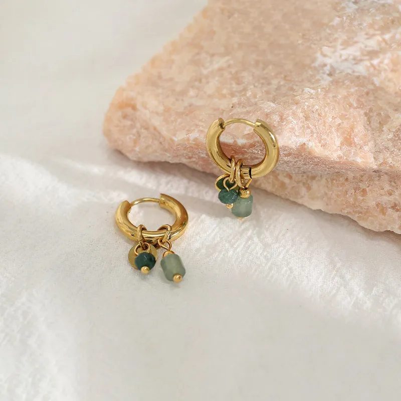 Vibrant Green Emerald-Inspired Hoop Earrings