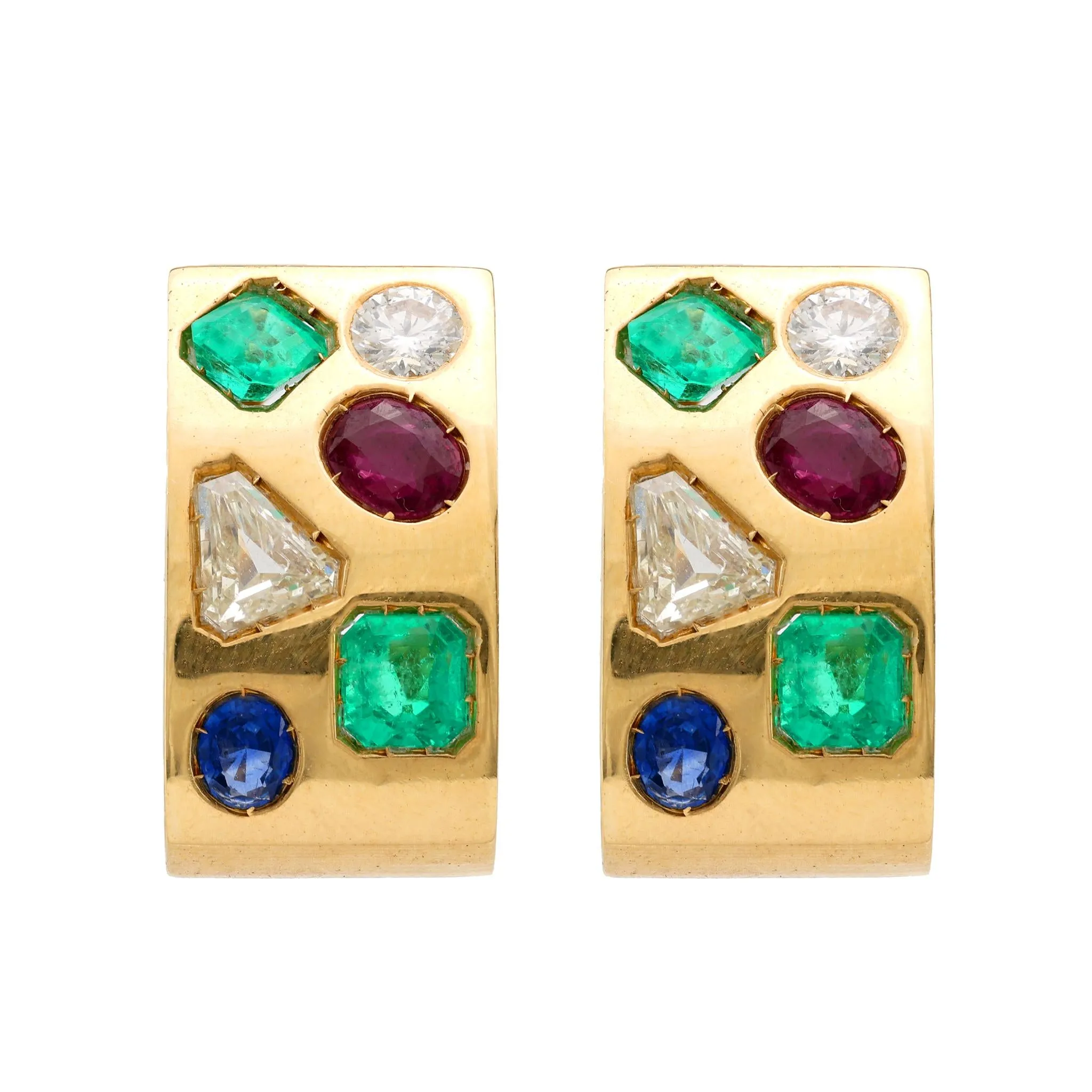 Vintage 4 Carat Total Gemstone Weight 14K Yellow Gold Earrings