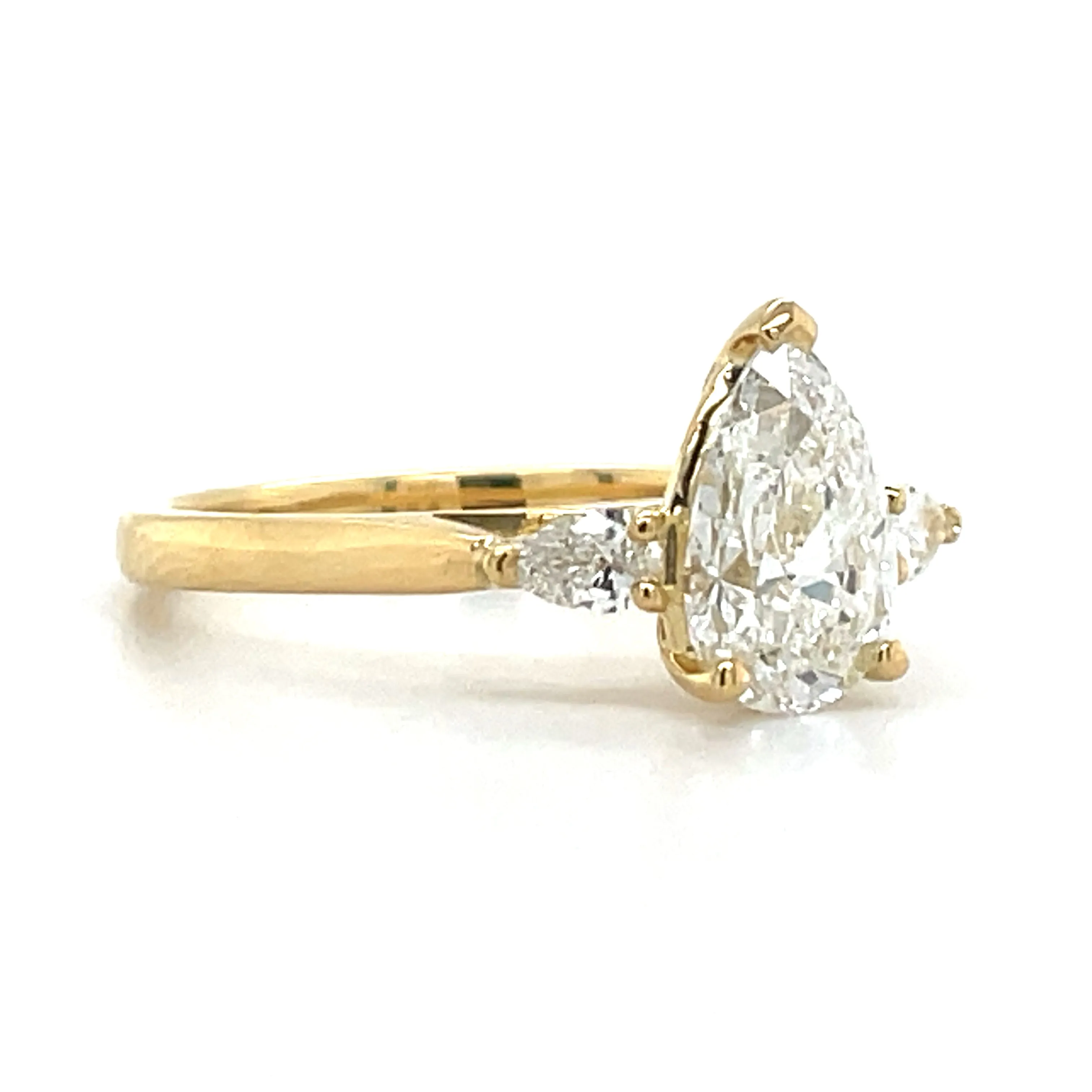 Vivienne - 18ct Yellow Gold 1.74ct Pear With Pear Side Stones Laboratory Grown Engagement Ring