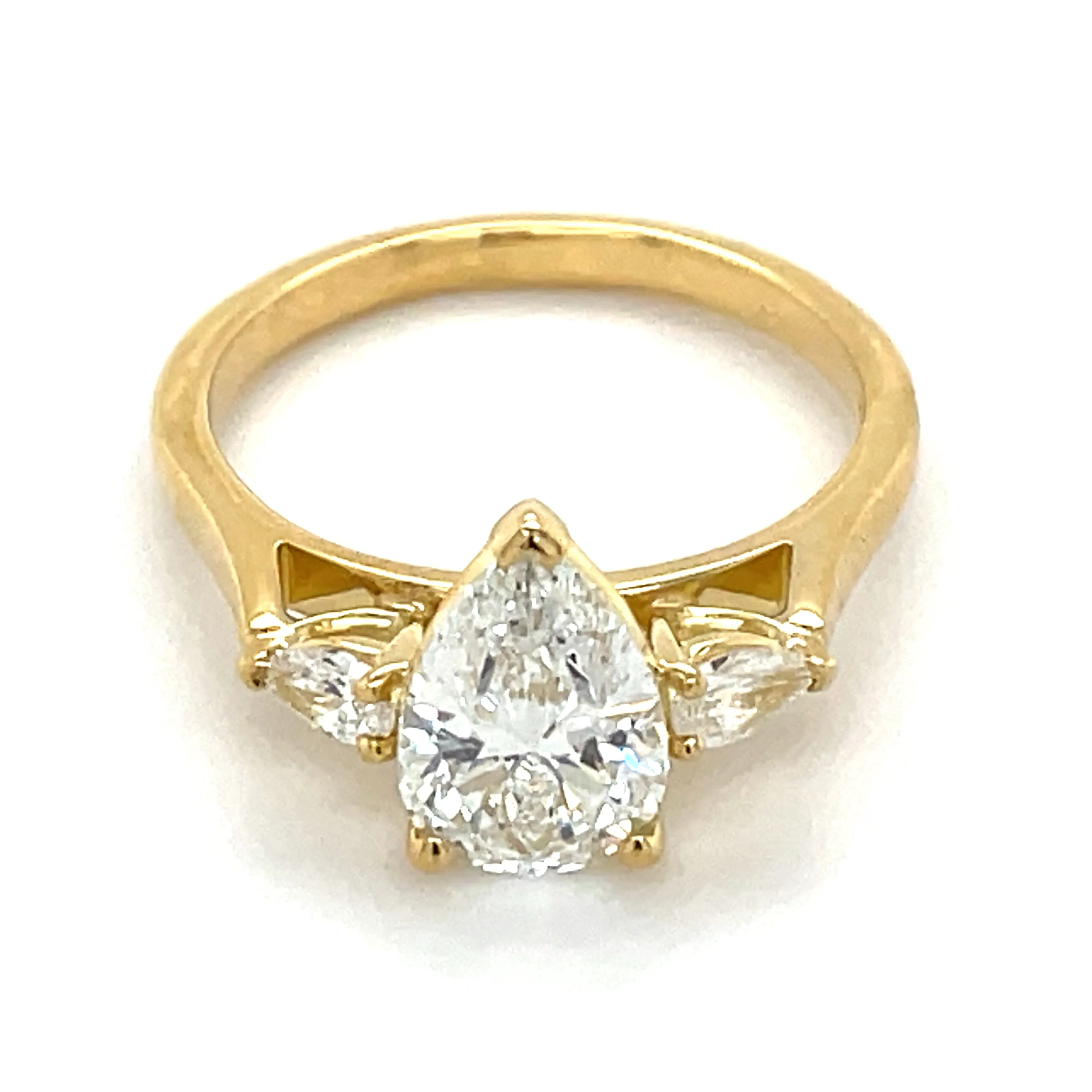 Vivienne - 18ct Yellow Gold 1.74ct Pear With Pear Side Stones Laboratory Grown Engagement Ring